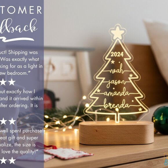 Christmas Tree Night Light – Personalized LED Festive Decor - Picture 7 of 8
